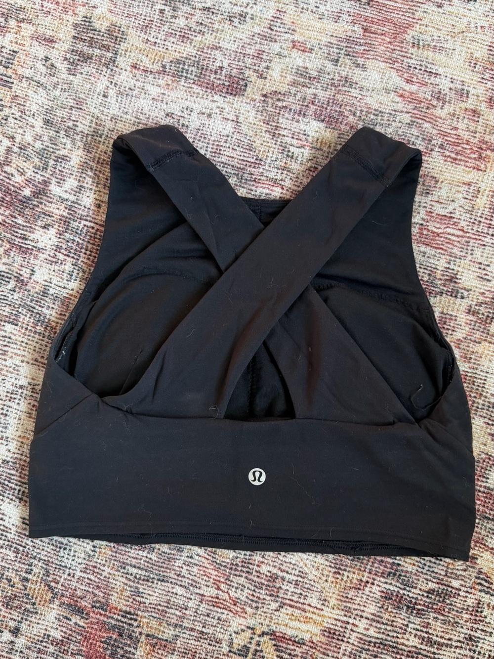 Lululemon Forward Fold Bra Criss Cross Wide Straps High Neck Black Size 8